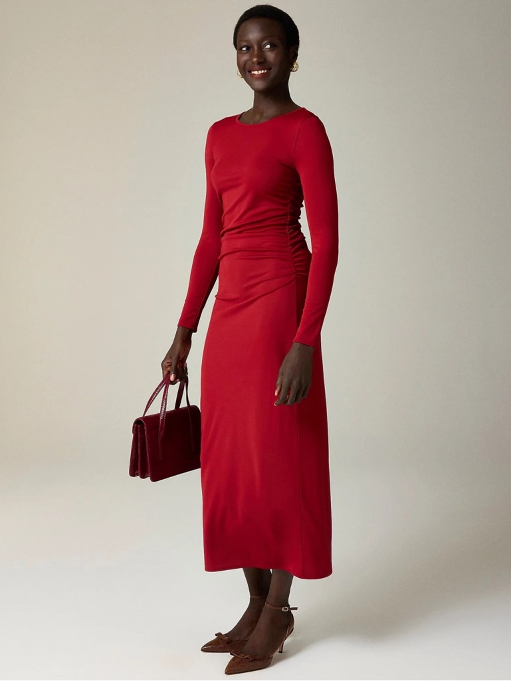 J.Crew Red Jersey Crepe Maxi Sheath Dress | Size S